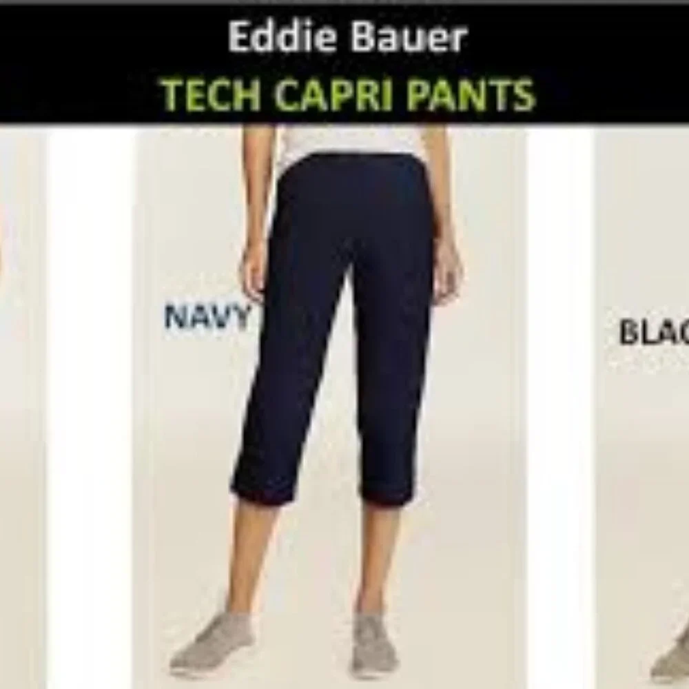 Eddie Bauer Womens Tech Capri Navy Pants New With Tags